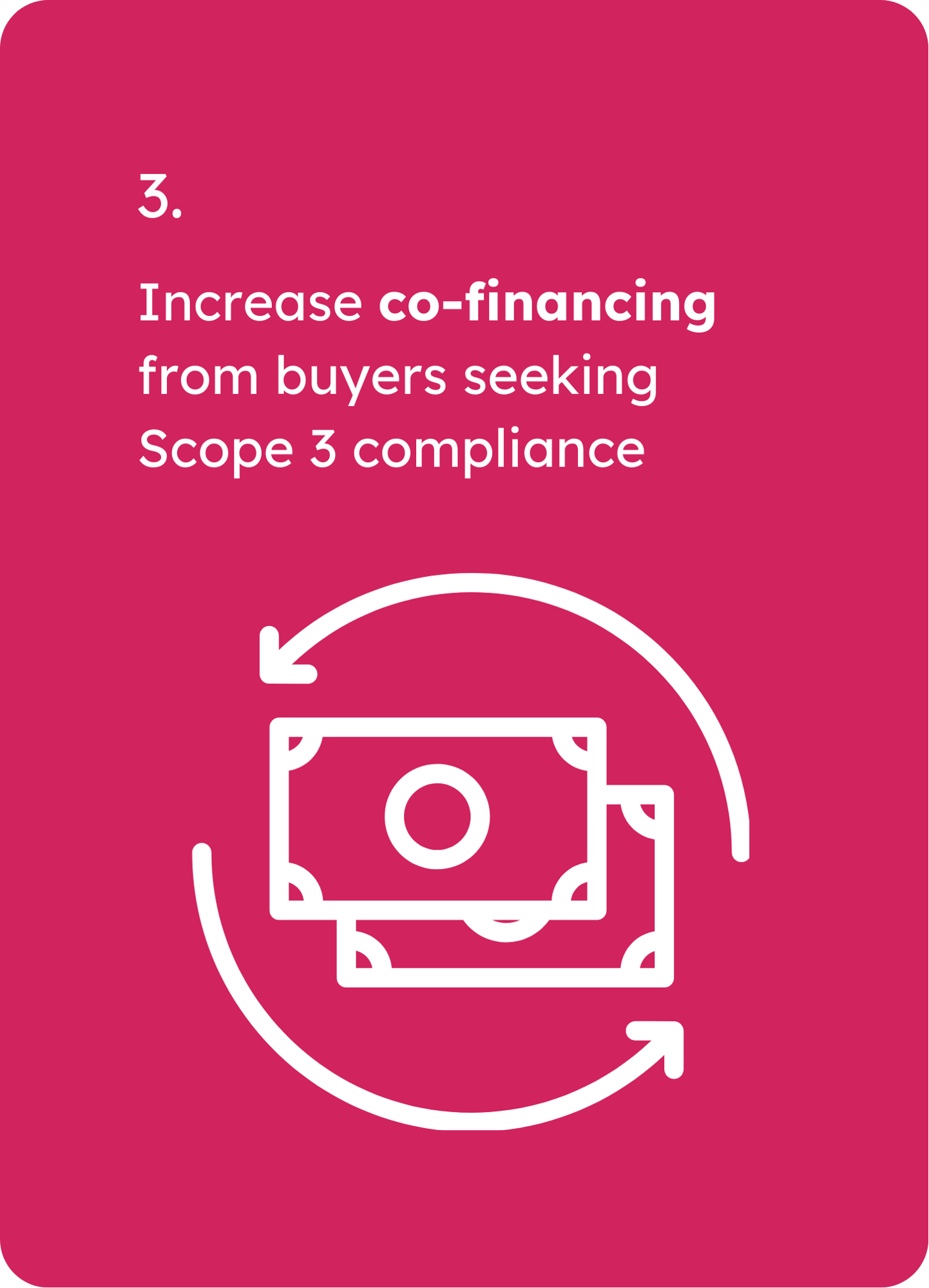 Increase co-financing from buyers seeking Scope 3 compliance (9)